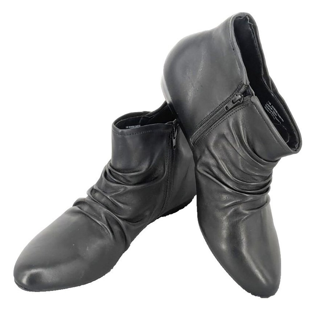 ARRAY Womens Black Leather Ankle Booties SIZE 11M Slouchy Great Condition